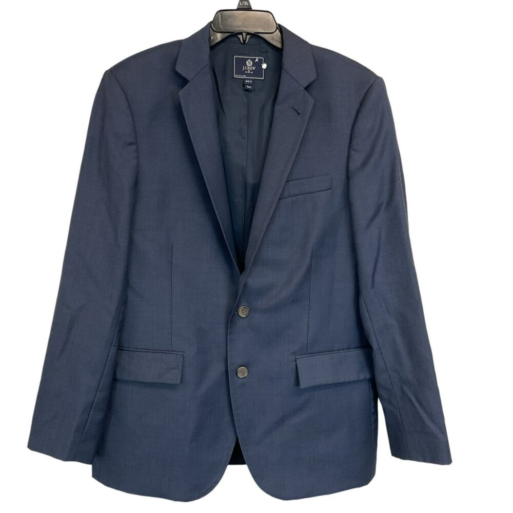 J Crew Thompson Suit Jacket In Worsted Wool In Navy Size 40R 2 Button Career